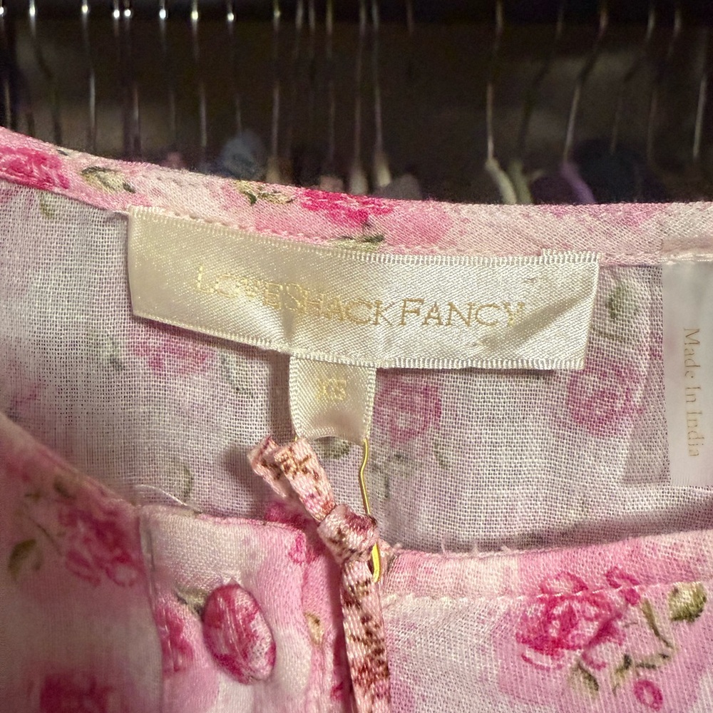 Love Shack Fancy 💐🎀 Pink Floral Ruffle Blouse - Picture 4 of 6